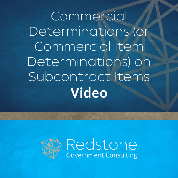 RGCI Commercial Determinations (or Commercial Item Determinations) on Subcontract Items