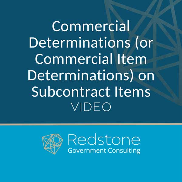 RGCI Commercial Determinations (or Commercial Item Determinations) on Subcontract Items