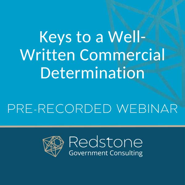 Keys to a Well-Written Commercial Determination Training Webinar